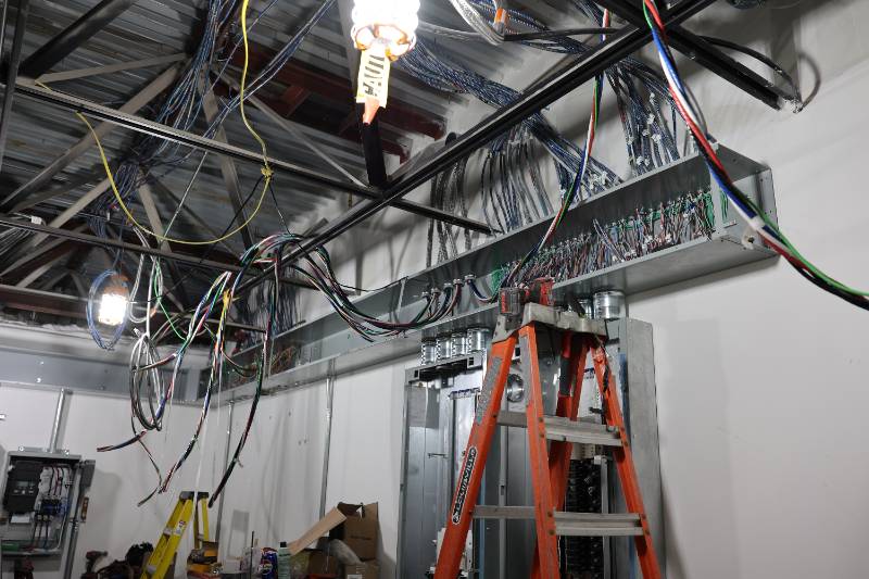Interior wire work in the new Science Building.