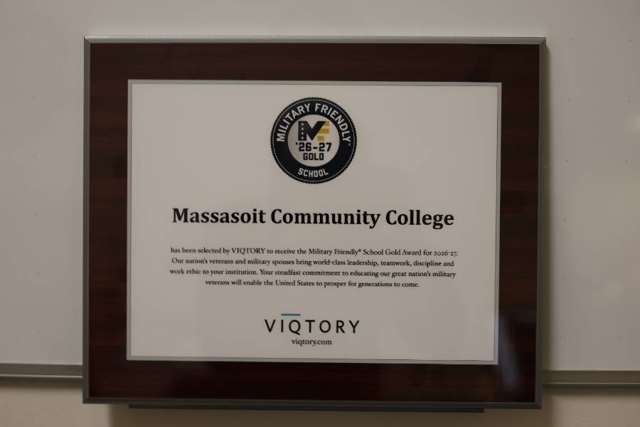 Massasoit's 2026-2027 Military Friendly Gold designation plaque.